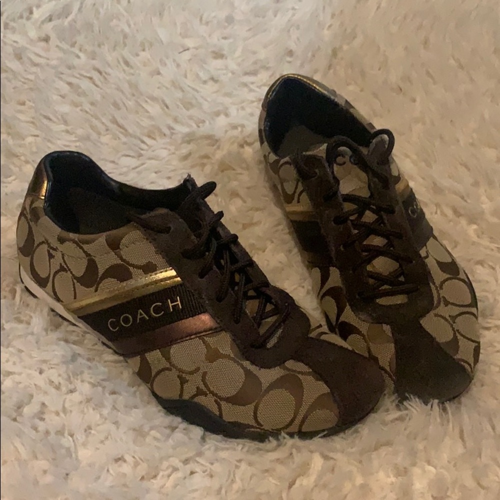 Brown coach signature sneakers. Barely worn!